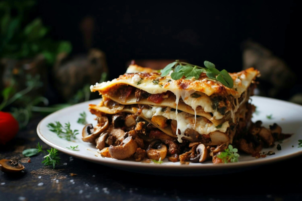 La lasagna bianca con funghi e speck: un piatto cremoso dal sapore intenso e irresistibile